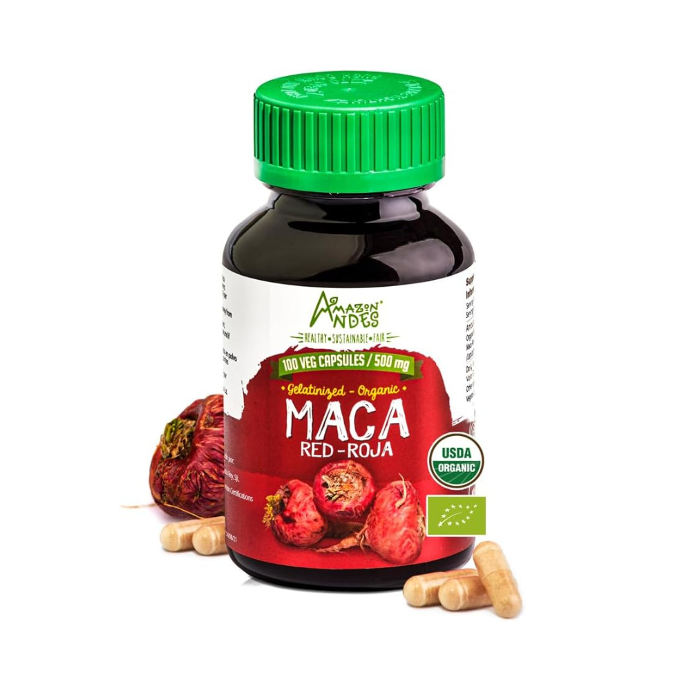 Gelatinized Red Maca Capsules: Women's Energy, 100 Vegan 1500mg