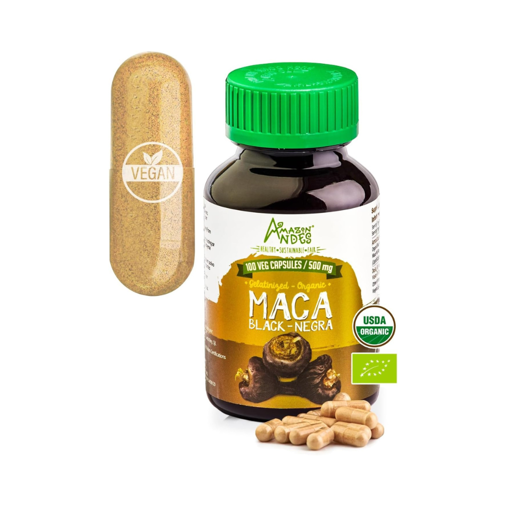 Organic Black Maca Capsules – Natural Energy & Men’s Vitality (100 Vegan)